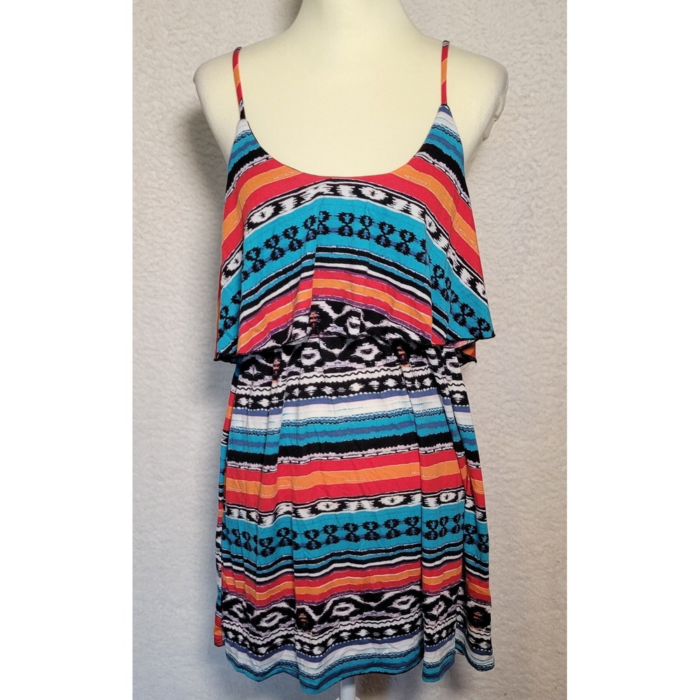 Self Esteem Tank Top Size XL Aztec Boho Multicolor Women's Sleeveless Tunic 0784